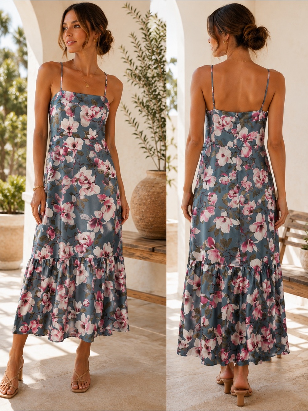 Express Misty Blue Spaghetti Strap Dress